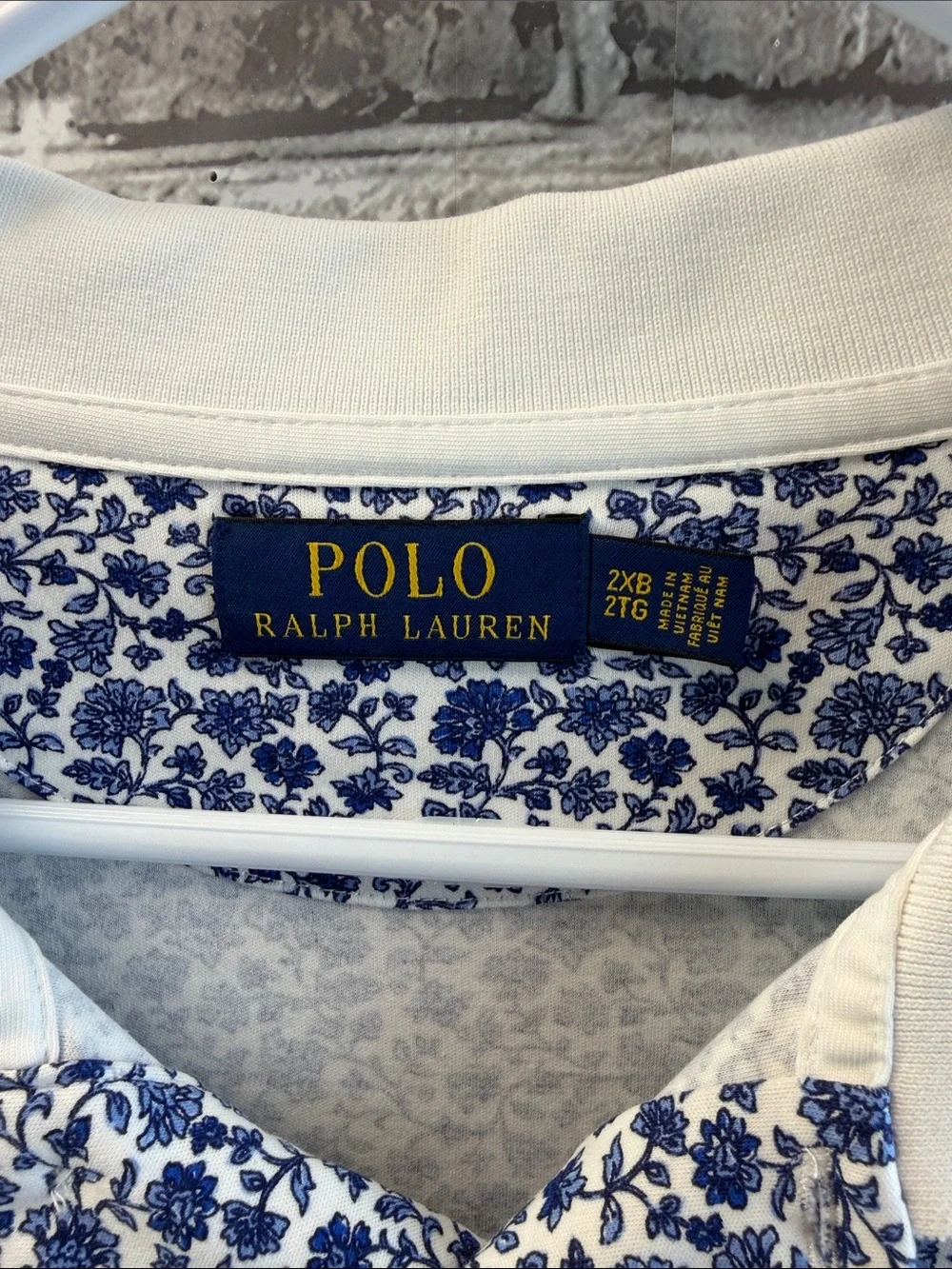 Ralph Lauren Blue Floral Polo with White‎ Trim